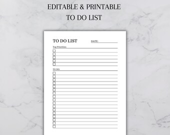 Simple To Do List, Basic To do List, Printable To Do List, Task Checklist, Organizer, Digital Planner, Digital To Do List, Prioritize