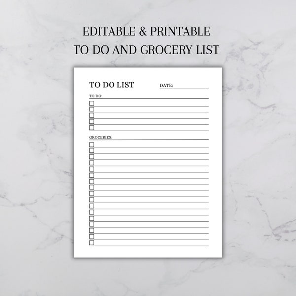 Simple To Do List, Basic To do List, Printable To Do List, Task Checklist, Organizer, Digital Planner, Digital To Do List, Grocery List