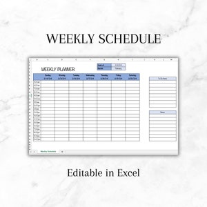 Basic Weekly Planner Excel Template, Excel Template for Weekly Planning ...