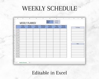 Weekly Planner Excel Template Daily Task Schedule to Do List Excel ...