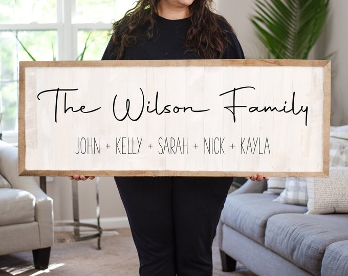 Family Name Sign With Kids Names, Last Name Wood Sign, Family ...