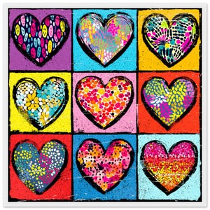 Nine Colorful Hearts - Pop Art Love Grid Print