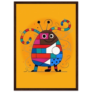 Whimsical Abstract Creature Framed Poster: Colorful Pop Art