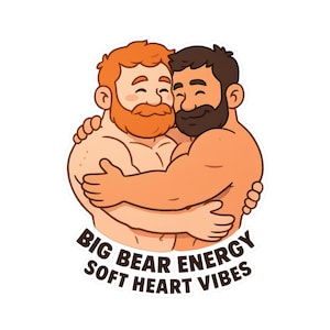Vinyl Decal Sticker, Gay Bear Hug Design, LGBT Pride, Cute Muscle Men, Comic Style, Laptop Decal, Car Decal, Gay Sticker