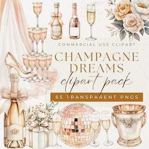 Coquette Champagne Clipart PNG, nouvel an verres à Champagne Clipart, graphiques de célébration d&#39;anniversaire et de mariage, ensemble de cliparts de mariage
