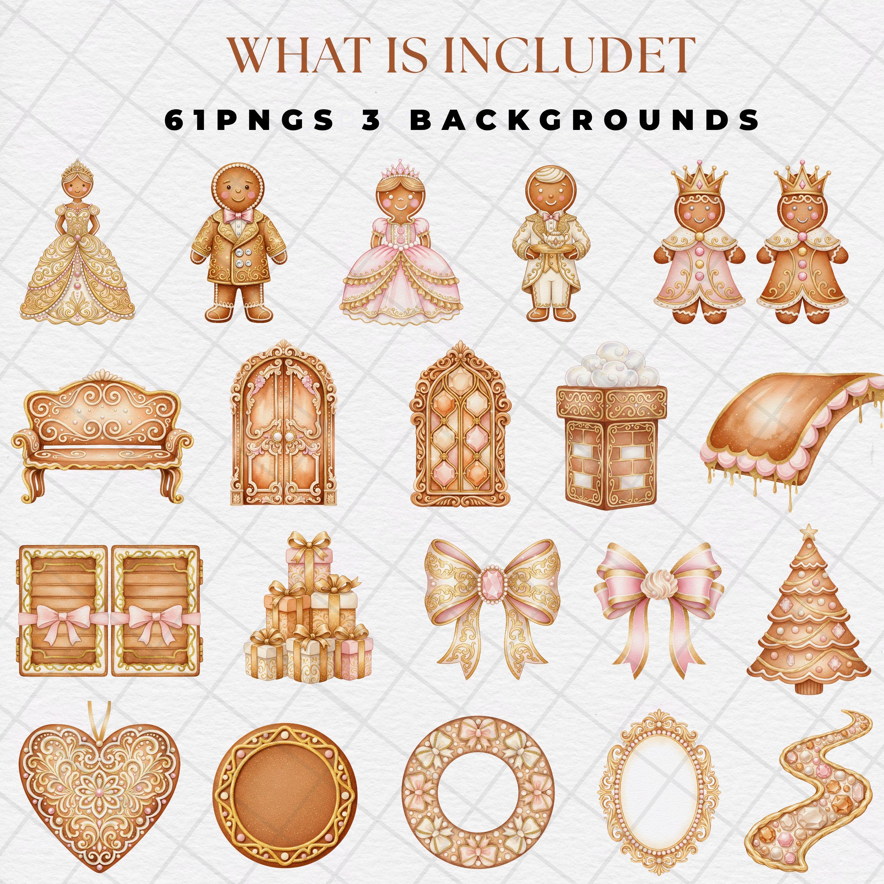 Watercolor Gingerbread Clipart Bundle, Christmas Gingerbread Frame Png ...