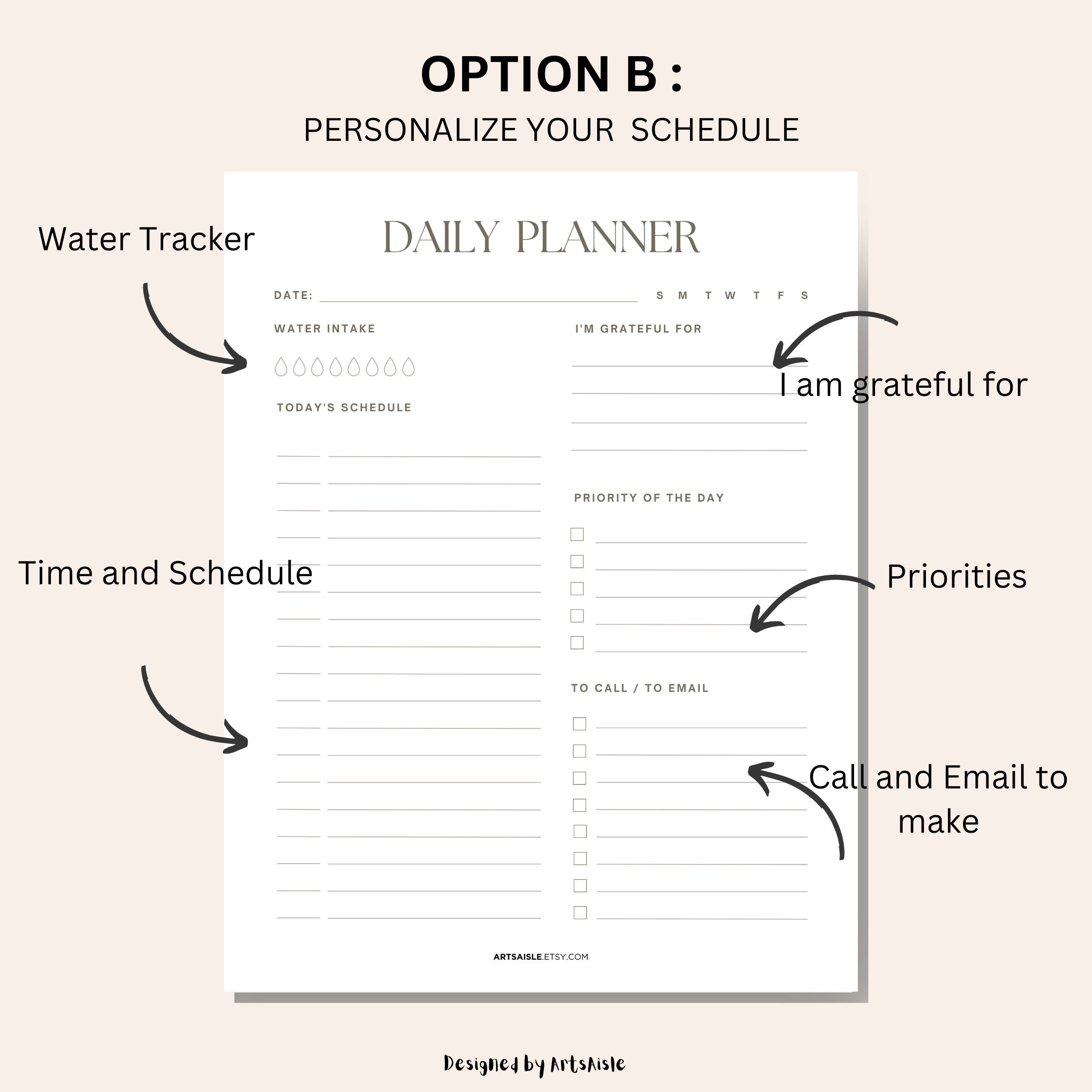 Daily planner printable and fillable daily planner template daily