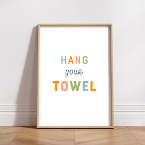 Hang Your Towel Sign Printable, School Bathroom Poster, Funny Bathroom Decor, Kids Bathroom Rules, Toilet Rules Reminder, Digital Download