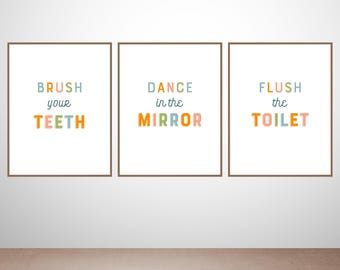 Bathroom Rules Poster Set: Fun Kids Printable Art (Digital Download)