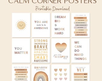 Positive Affirmation Poster: Boho Klassenzimmer Dekor (Digitaler Download, Set von 12