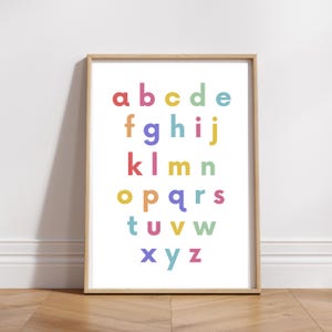 Lowercase Letters Poster, Kindergarten Preschool Posters, Educational Printables, Rainbow Alphabet Poster, Classroom Decor,Digital Download