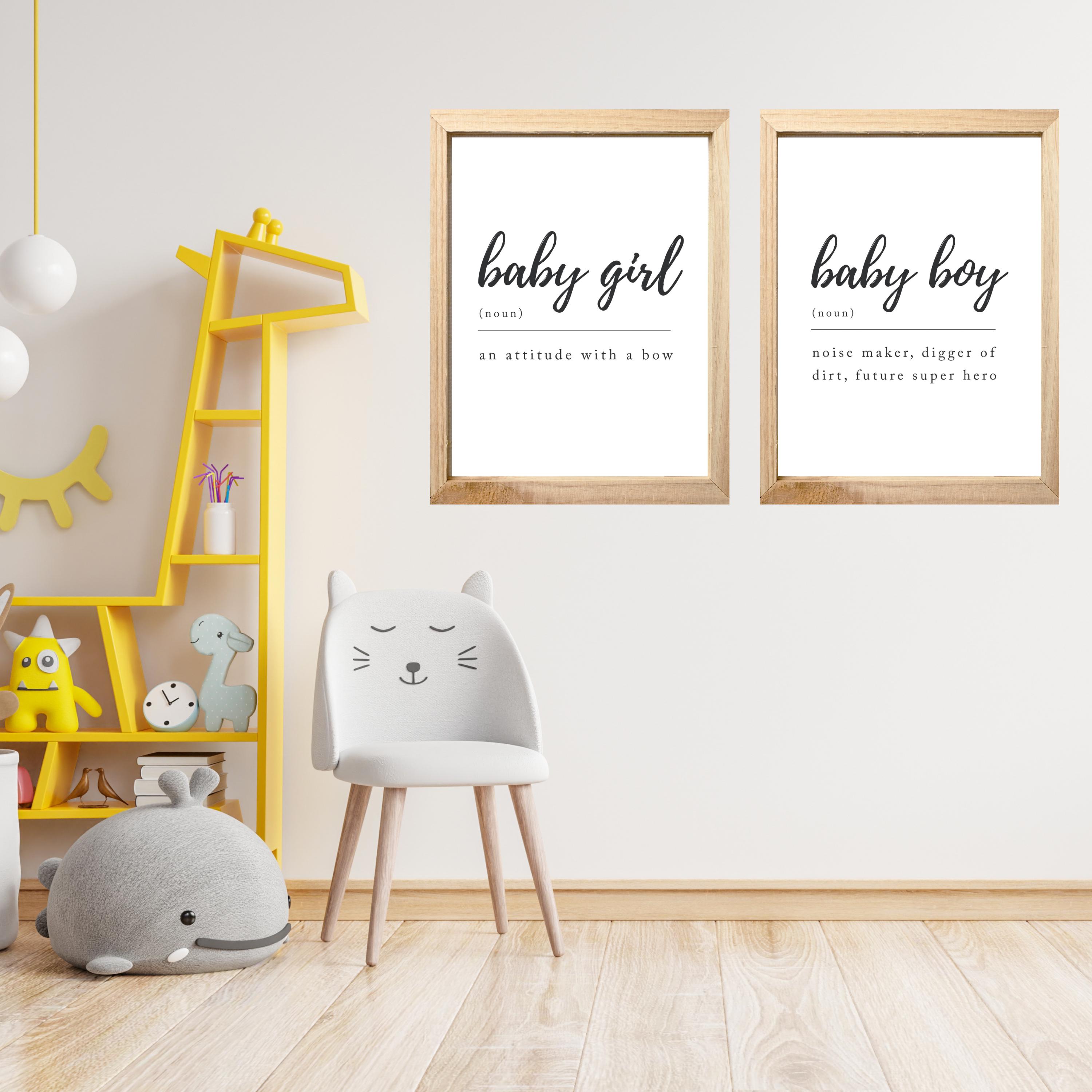 Definition Set of 3 Baby Girl, Baby Boy and Twins Poster, Nursery Wall ...