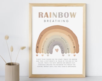Regenbogen Atmen Poster: Boho Mindfulness Wandkunst (Digitaler Download)