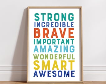 Positive Affirmationen Poster: Mental Gesundheit Wandkunst (Digitaler Download)