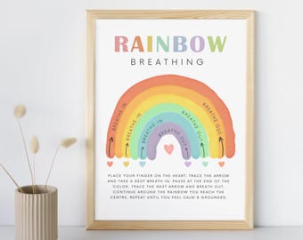 Rainbow Breathing Poster: Calm Corner Wall Art (Digital Download)