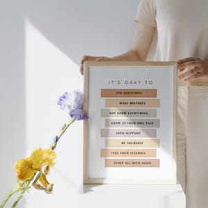 Calm Corner Poster It's Okay To Positive Affirmation Wall Art, Self Care Printable for Calm Spaces, Mindfulness Decor, Digital Download