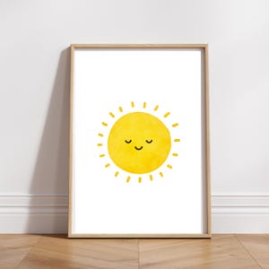 Happy Sun Printable Poster, Playroom Decor, Colorful Watercolour Nursery Prints, Sunshine Wall Art, Classroom Sun Print Digital Download