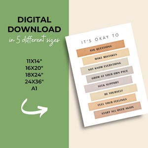 Calm Corner Poster It's Okay To Positive Affirmation Wall Art, Self Care Printable for Calm Spaces, Mindfulness Decor, Digital Download