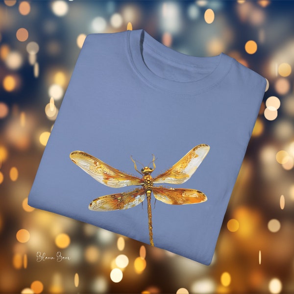 Dragonfly T-Shirt Original Art Tee Pre-Shrunk Soft-Washed Cotton Tee for Nature Enthusiast Socially Conscious Gift Tee Earth Day Spring Vibe