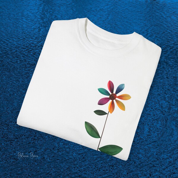 Retro Modern Flower T-Shirt Original Art Preshrunk Soft-Washed Cotton Tee Socially Conscious Gift Tee Earth Day Gift for your Flower Child