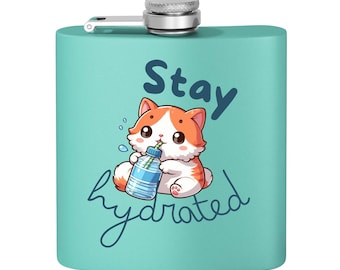 Chibi Cat Stainless Steel Flask: Fun Gift for Cat Lovers (6oz)
