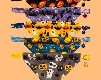 Halloween Haustier Bandana mit eingebautem Halsband: Kleine Katze & kleiner Hund