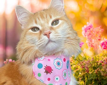 Handmade Floral Cat Bandana Collar: Spring Pet Bandana