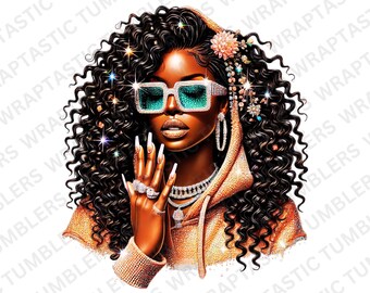 Black Queen Tumbler PNG: Positive Affirmations, Afro Art (Digital Download)