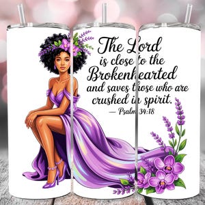 Salmo 34:18 PNG, Versículo bíblico cristiano, Mujer negra, Fe, Clipart, Escritura inspiradora, Envoltura para vaso, Descarga digital