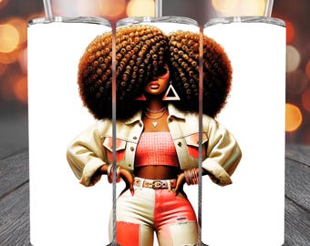 Clipart ragazza nera PNG Clipart donna nera Donne nere Tumbler Affermazioni Ispiratrici Afrocentriche Disegni di sublimazione digitale Afro PNG