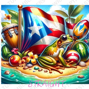 Puerto Rico Boricua 20oz Straight Tumbler PNG,  Coqui Skinny Tumbler Design Digital Instant, Puerto Rico Tumbler Design, Sublimation Design,
