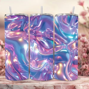 Holographic Sparkle Tumbler Wrap: 3D Iridescent Design (PNG, SVG)