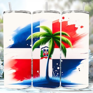 Dominican Republic Flag Tumbler Wrap: Caribbean Design (PNG Digital Download)