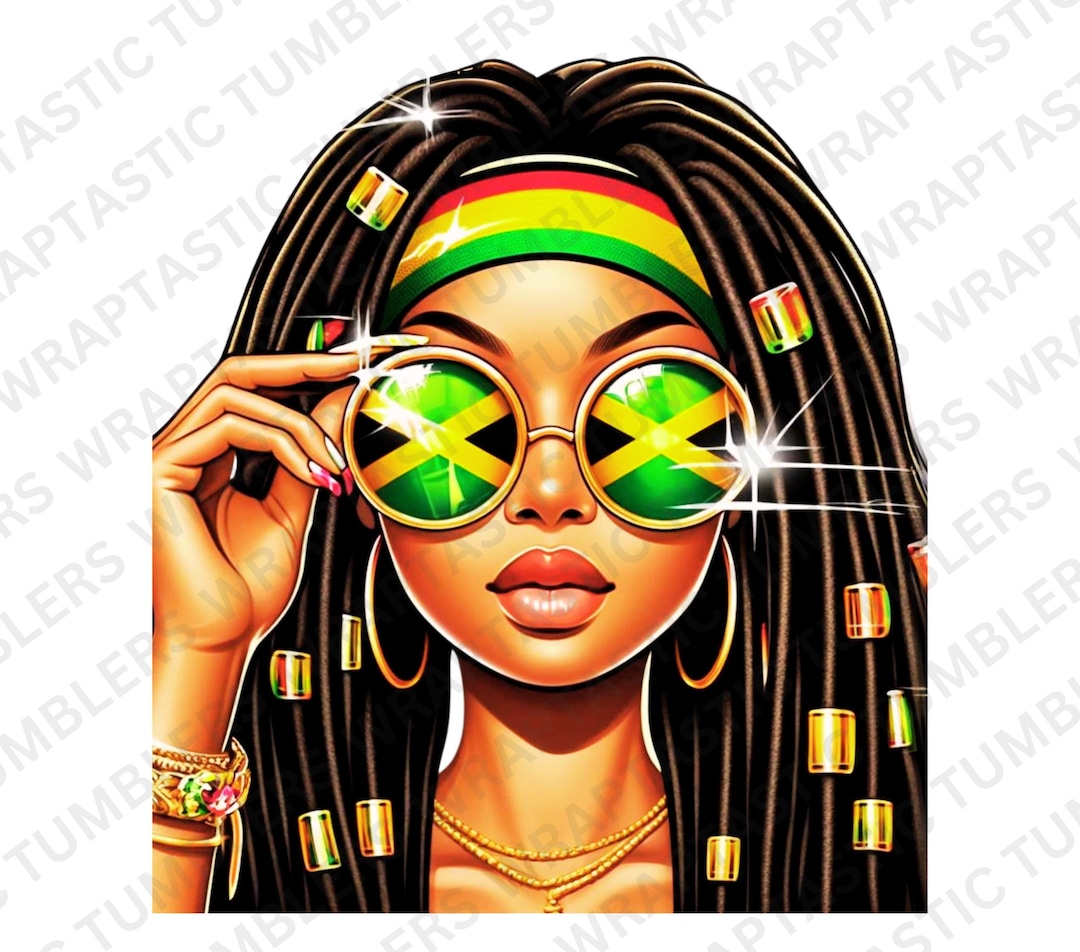 Jamaica Png Svg Tumbler Wrap Afro Messy Bun Girl Locs Svg Black Culture ...