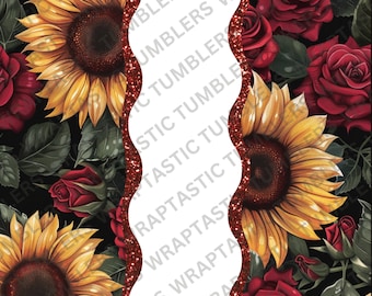 Sunflower Rose Tumbler Wrap: Personalized Floral Design (Digital Download)