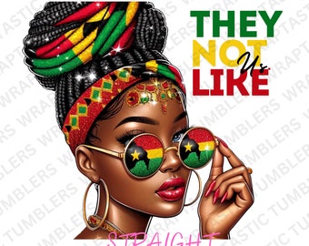 Juneteenth They Not Like Us 20oz Skinny Afro Messy Bun Tumbler Wrap svg, African American, Juneteenth Png, Black Woman Svg, Black History