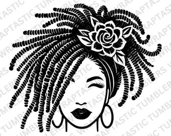Afro Frau Tumbler Wrap SVG PNG: Black Queen Art (digitaler Download)