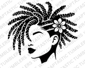 Lock'd schwarze Mädchen Clipart Afro Loks Png Tumbler Wrap SVG: schwarze Frau PNG, Sublimationsdesign (digitaler Download)