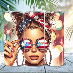 Puerto Rico Tumbler Wrap Svg, Messy Bun Png PR Png, Boricua Tumbler, Latina Tumbler Svg, Boricua 20oz Skinny, Puerto Rico Flag, Latin Design