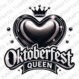 Oktoberfest Queen PNG: Heart & Crown Sublimation Design
