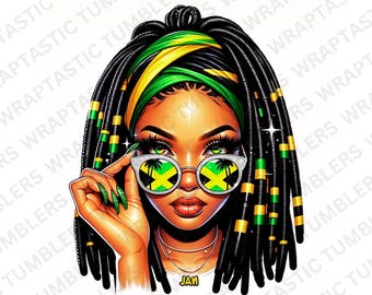 Jamaikanische Gyal Verpackung: Afro Messy Bun, schwarze Frau PNG SVG