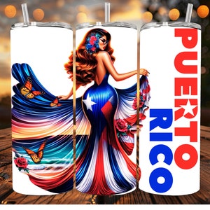 Puerto Rico 20oz Straight Tumbler PNG Puerto Rican Flag, patriotic tumbler, Boricua Puerto Rico Tumbler Design, PR Pride, Puerto Rico Png