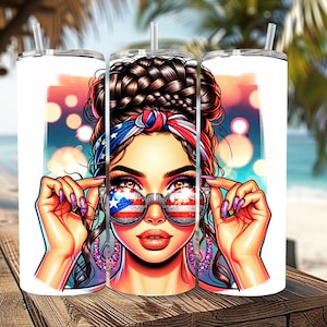 Puerto Rico Messy Bun Png Tumbler Wrap Svg, PR Png, Latin Design, Boricua Tumbler, Latina Tumbler Svg, Boricua 20oz Skinny, Puerto Rico Flag