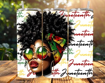 Juneteenth Afro Woman 20oz Tumbler Wrap: 1865 Vibes (SVG, PNG)
