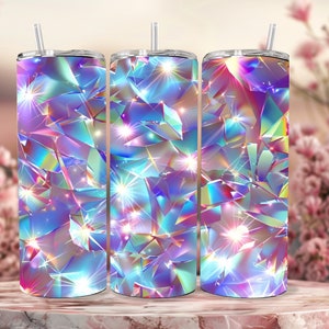 Iridescent Glitter Tumbler Wrap: 20oz Skinny Sublimation Design (PNG SVG)