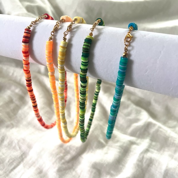 Single Mixed Clay Bead Necklaces l Rainbow Addition