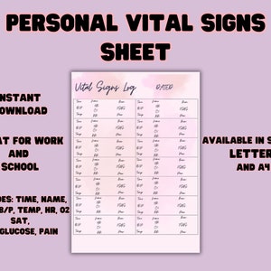 vital signs sheet, vital sign sheet, vital signs log, cna vital sheet, vital