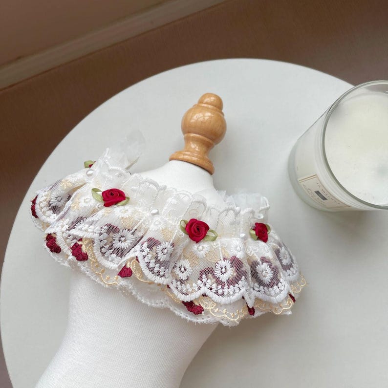 Handmade Rose and Lace Collar for Pet Cats and Dogs, Pet Party, Wedding ... - Diy Rose Petal Collar For Cats