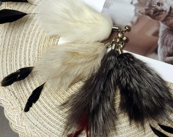 Echtes weiches Fuchsfell Katzenspielzeug | Interaktiver Zauberstab Aufsatz für Katzen | Nature Cat Zauberstab Spielzeug Ersatz | Geschenke für Katzen