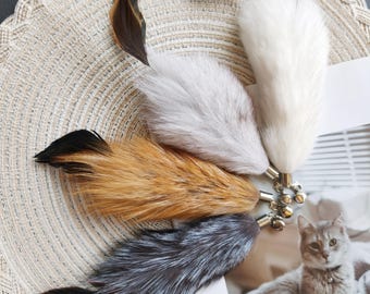 Real Soft Fox Fur Cat Toy | Interactive Wand Attachment for Cats | Nature Cat Wand Toys Replacement | Gifts for Cats